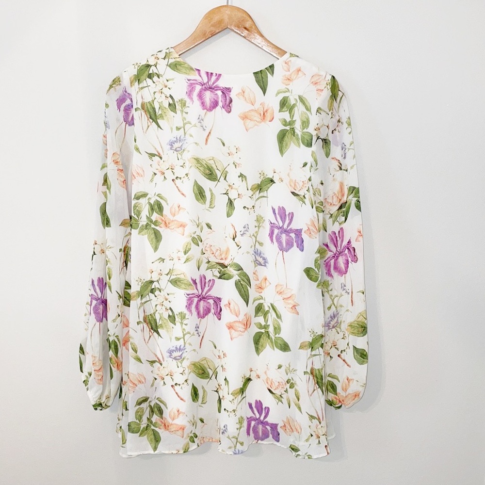 SHOW ME YOUR MUMU Cream Floral Sheer Blouse EUC Size Small - Picture 3 of 6